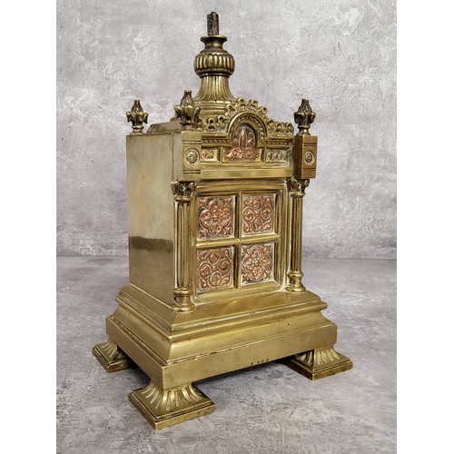 154 - A Victorian brass and copper library desk centrepiece