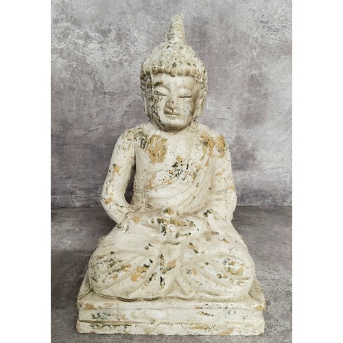 201 - Oriental Inspired Ceramics - a painted terracotta seated Buddha; Victorian B&S Warrented cabinet... 