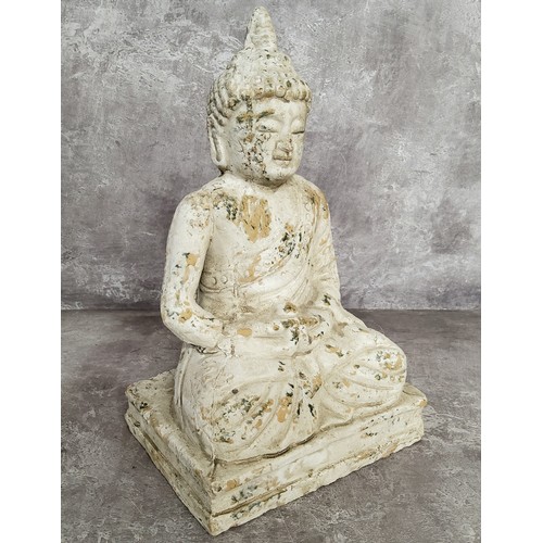 201 - Oriental Inspired Ceramics - a painted terracotta seated Buddha; Victorian B&S Warrented cabinet... 