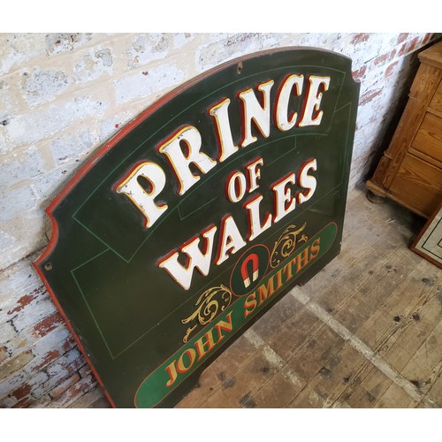 218 - A John Smiths brewery advertisement pub sign ' Price of Wales ' original large exterior wall sign, A... 