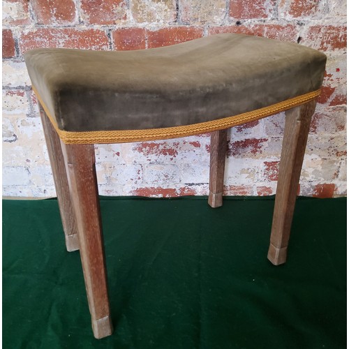 219 - A Queen Elizabeth II Coronation limed oak stool, original upholstery & gold braiding, stamped wi... 