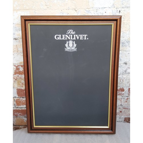 62A - The Glenlivet branded advertising chalk board, framed, Two fruit of the vine advertising chalk board... 