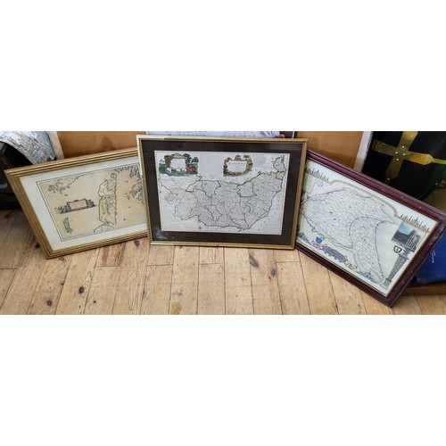 237A - Framed reproduction maps of Suffolk, Western Isles Ivra and East Riding of Yorkshire