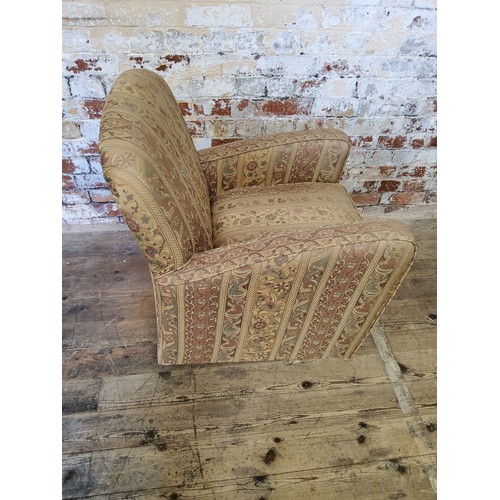 246 - Early 20th Century Art Deco library chair, re-upholsterd in chintz striped fabric.height 82cm (seat ... 