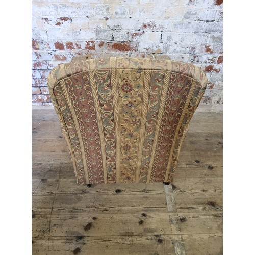 246 - Early 20th Century Art Deco library chair, re-upholsterd in chintz striped fabric.height 82cm (seat ... 