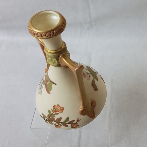 3 - A Royal Worcester two handled ovoid vase, printed and painted with flowers on a blush ivory ground, ... 