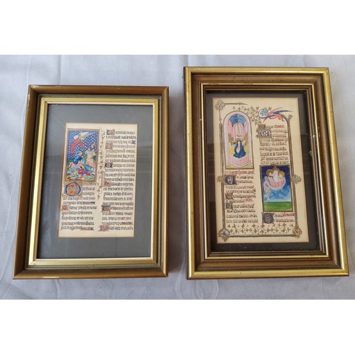 7 - Three Latin illuminated manuscripts on parchment, each a leaf from a Psalter or prayer book, with la... 