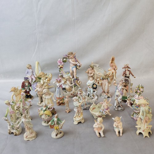 10 - A collection of 19th century German and Continental porcelain and bisque porcelain fairlings,  ... 