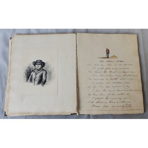 24 - An early common place book titled 'Scraps & Sketches', holding early George III and later epheme... 