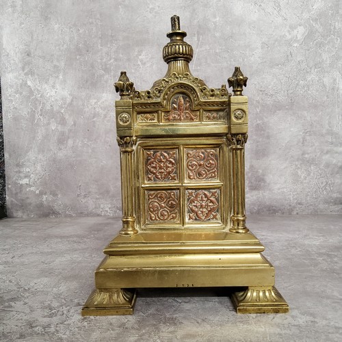 36 - A Victorian brass and copper library desk centrepiece