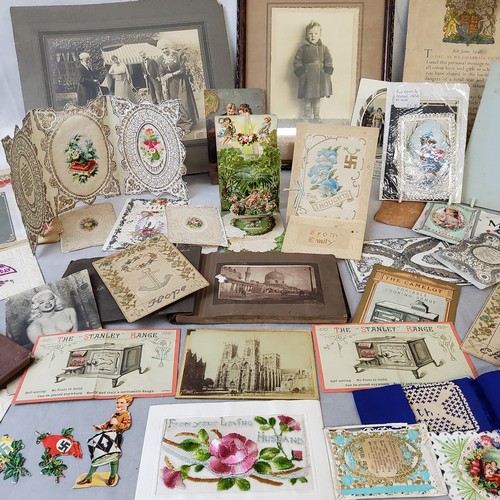 51 - Ephemera - 19th century Continental, Victorian and later embroided postcards, including WWI embroide... 