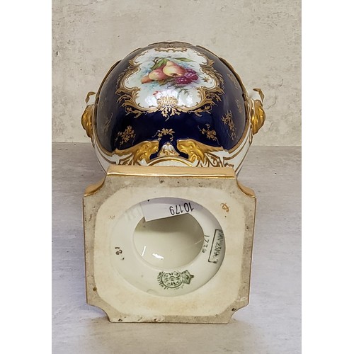 17 - AMENDED DECSRIPTION - A Royal Worcester two handled pedestal slender ovoid vase painted with pears &... 