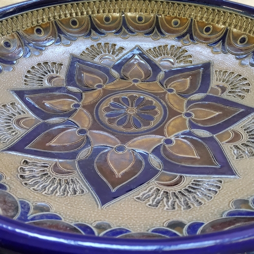 25 - Decorative Ceramics&nbsp; - substantial German Westerwald type fruit bowl, boldly decorative cobalt ... 