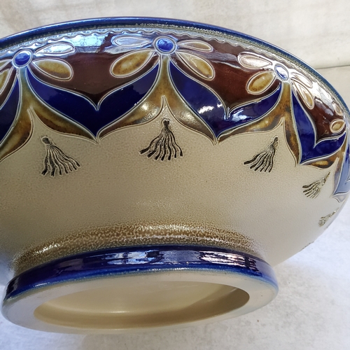 25 - Decorative Ceramics&nbsp; - substantial German Westerwald type fruit bowl, boldly decorative cobalt ... 