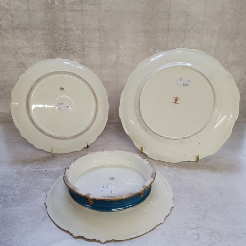 27 - A Royal Crown Derby cabinet plate painted with a ship at sea, probably Stefan Nowacki (Derby), print... 