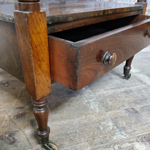 46 - A good early 19th century rosewood four-tier whatnot, fitted with a single drawer to the base, raise... 