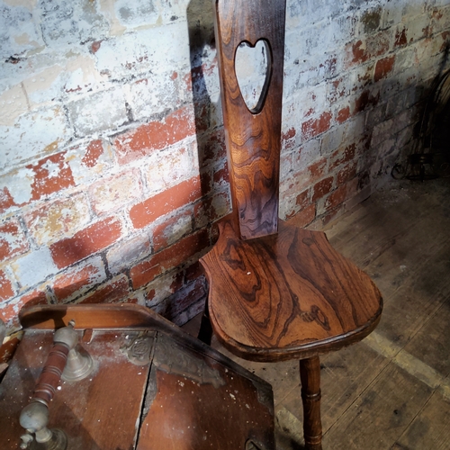 50 - An early 20th century Arts & Crafts type elm spinning stool by R. Lumm 'wood turner', Ripley, De... 