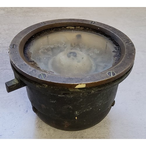 60 - An American brass marine compass, stamped 3293, John Bliss & Co., New York 11cms dia. x 8cms hig... 
