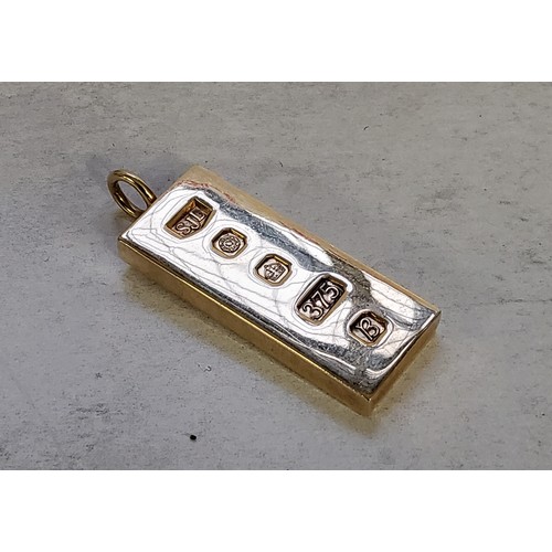 191 - A 9ct gold ingot pendant, SJL, Sheffield, 1976 31g