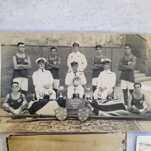 65 - British Navy photographs and RP postcards including a British Submarime entering Venice; a ship laun... 
