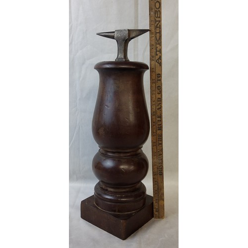 36A - A jeweller's anvil on boldly turned plinth base c.1900, unusually large, 48cm high.