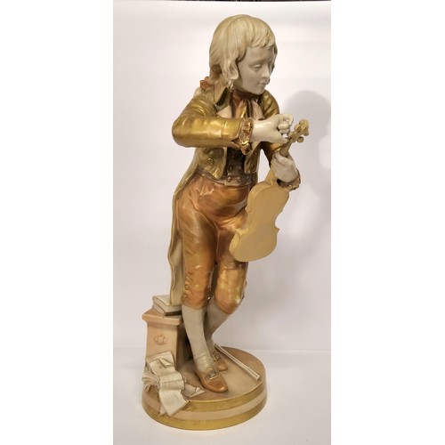 138 - A large Royal Worcester figure, The Violinist/The Young Mozart, possibly modelled by Thomas Brock, s... 