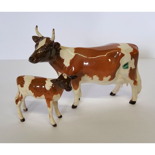 157 - Beswick Ayshire cow, CH. Newton Tinkle and calf (2)