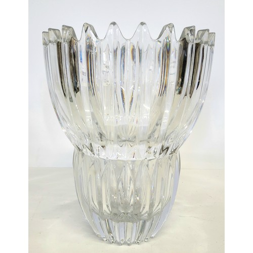 169 - Mid Century Design -  a bold and heavy gauge Mikasa lead crystal vase, 24cm high. Good condition.