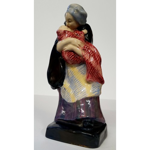 151A - A scarce Royal Doulton figure 'Motherhood', c.1925 glazed earthenware, blue/brown cape, green stripe... 