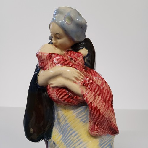 151A - A scarce Royal Doulton figure 'Motherhood', c.1925 glazed earthenware, blue/brown cape, green stripe... 