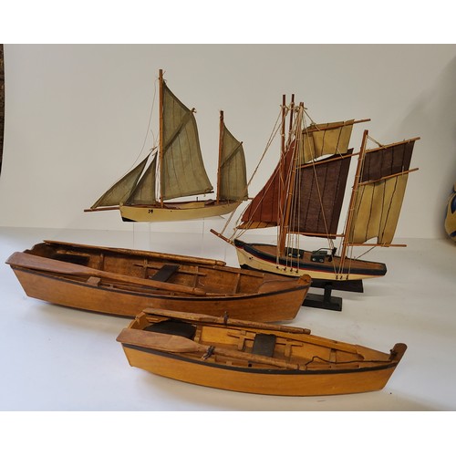 145 - Nautical Interest - Four folk art model boats, scratch built.