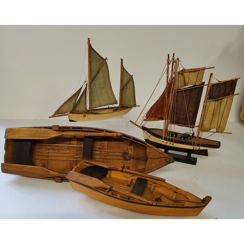 145 - Nautical Interest - Four folk art model boats, scratch built.