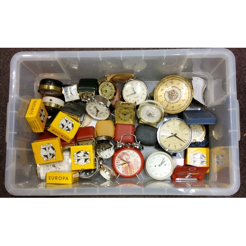 52 - Horology - Various alarm and travel clocks including many boxed Europa travel alarm clocks; Ronald M... 