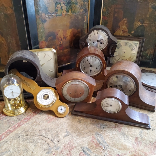 72 - Horology - an Art Deco Smith's mantel clock, Napoleon mantel clock carcasses, spares for restoration... 