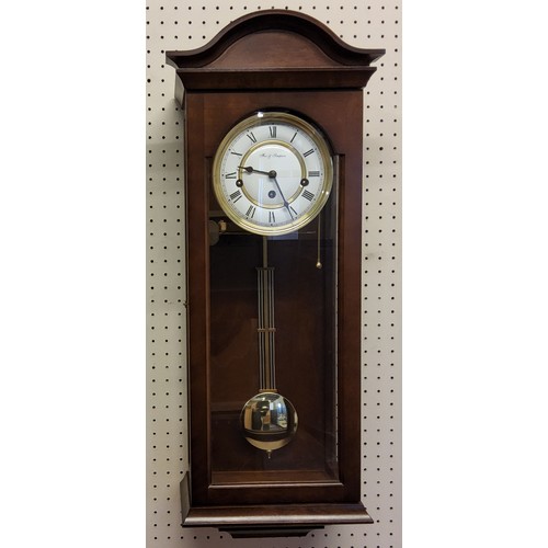 80 - A Fox & Simpson mahogany finish wall clock, 8 day movement, 4/4 chime, automatic night shut off,... 