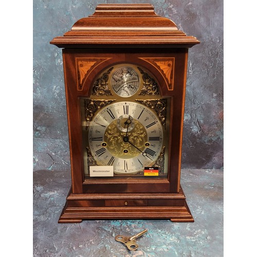 87 - A Franz Hermle & Sohn limited edition 'English' bracket clock, mahogany case inlaid with shell p... 