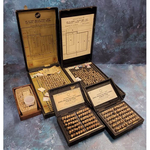 123 - Watchmaker's Stock - wristwatch and pocket watch jewels, mainly supplied by Pierre Seitz, including ... 