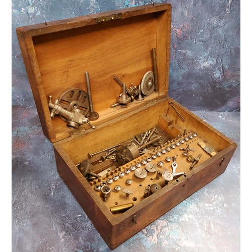 126 - A 19th century Lorch, Schmidt & Co' type watchmaker's lathe accessories in box