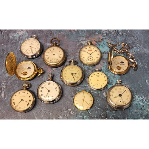 182 - Various silver & gold plated pocket watches including Smiths, Inventic, Fox & Simpson, Inger... 