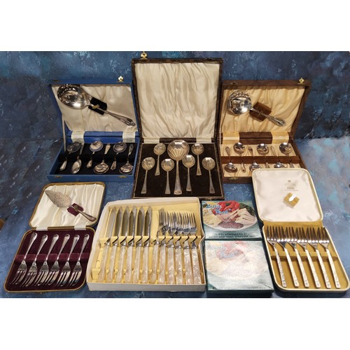 223A - Metal Ware - flatware including Walker & Hall, Mappin & Webb, various patterns; a silver haf... 