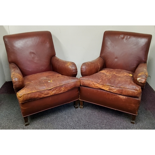 481 - A pair of early 20th century leather club chairs circa. 1920