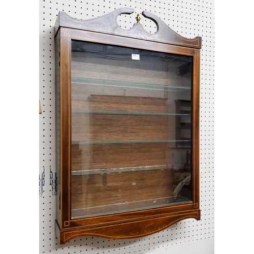 494 - A Sheraton Revival wall hanging display case with four glass shelves, excellent condition.