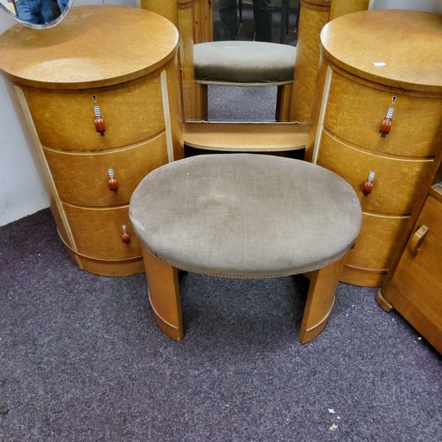 503 - An unusual Art Deco birdseye maple dressing table and bachelor's chest; Art Deco dressing chest and ... 