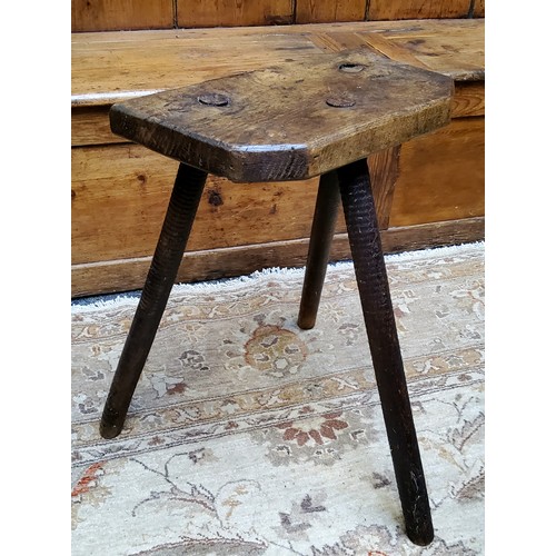 1 - Sheffield Interest - a cutlers stool, three ribbed splayed legs.Note: the ribbed detail was to rub t... 