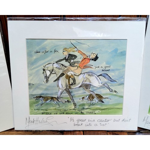 6 - Mark Huskinson, by and after, risqué equestrian themed prints, signed in pencil to margin, one annot... 