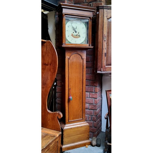 28 - An early 19th century oak longcase clock, the 36cm square dial inscribed Sam Maddock, Winsford, twin... 