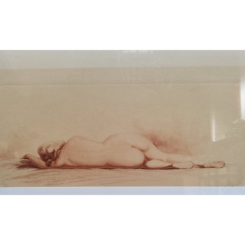 48 - By and After Jean Auguste Vyboud, a set of three sepia etchings on paper of a nude female, signed in... 