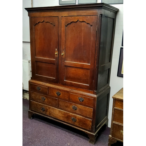 52 - A George III English oak housekeepers cupboard c.1780