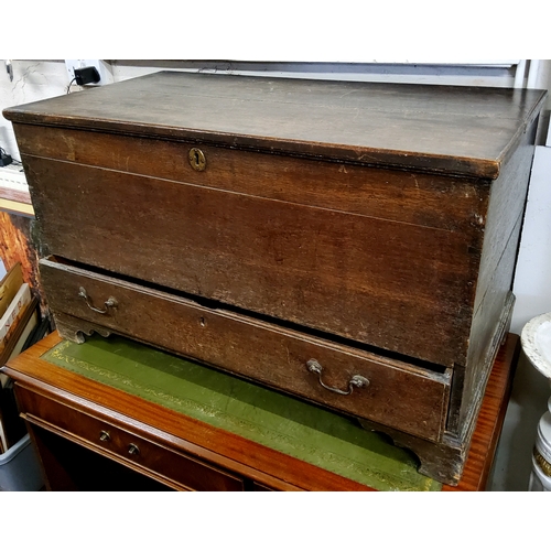 66 - A George III oak blanket box, holding one long drawer to base, bracket feet c.1800