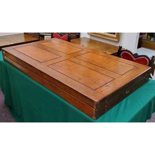 119 - An impressive late 19th century mahogany folding bar billiards game,  with cue, (75cm wide, 136cm wh... 